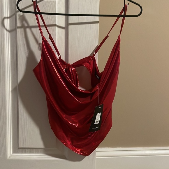 Fashion Nova, chrome red Tank top, never worn, new, size small, adjustable - Picture 4 of 9